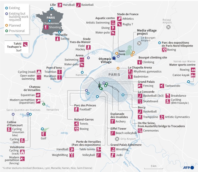 paris olympics venue map